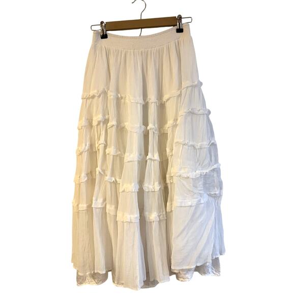 Cleobella White Ruffle Midi Maxi Skirt Sz. M - Picture 1 of 4